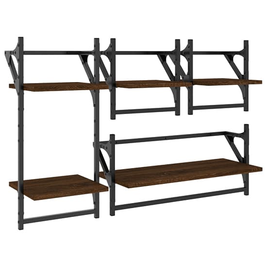 Quito Wooden 4 Piece Set Of Wall Shelf In Brown Oak_2
