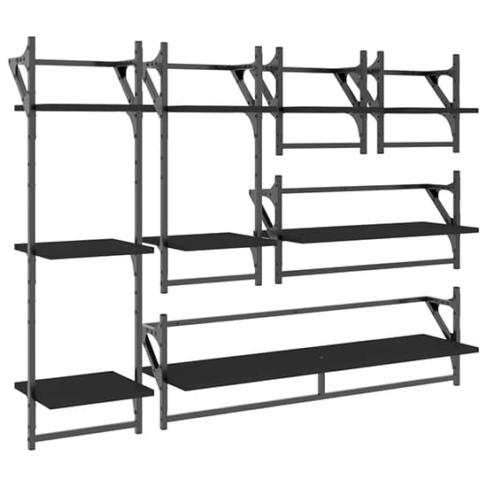 Quito Wooden 6 Piece Set Of Wall Shelf In Black_2