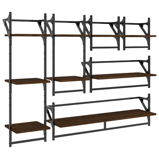 Quito Wooden 6 Piece Set Of Wall Shelf In Brown Oak_2