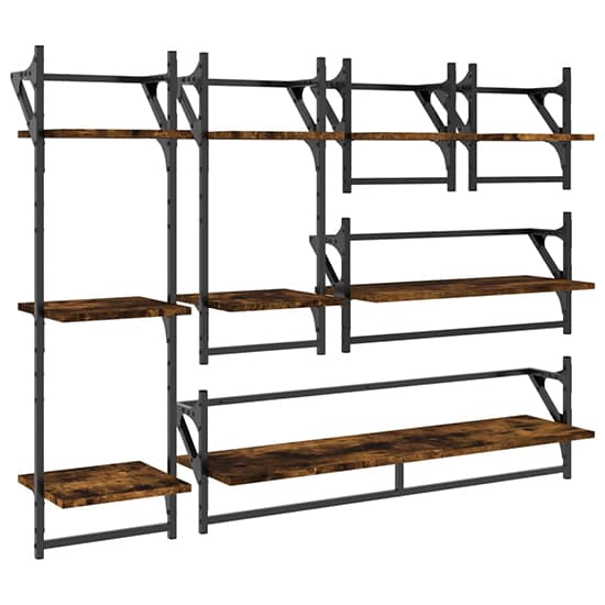 Quito Wooden 6 Piece Set Of Wall Shelf In Smoked Oak_2