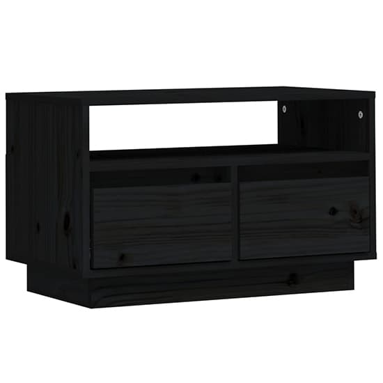 Qwara Pine Wood TV Stand With 2 Drawers In Black_4