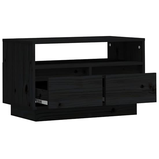 Qwara Pine Wood TV Stand With 2 Drawers In Black_5
