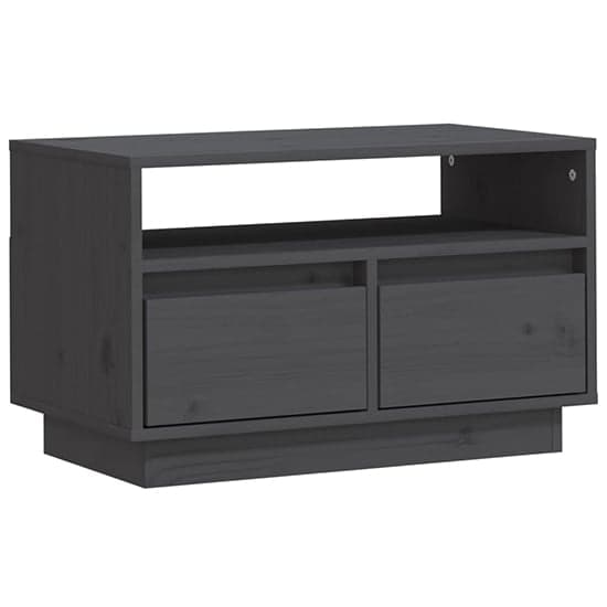 Qwara Pine Wood TV Stand With 2 Drawers In Grey_4