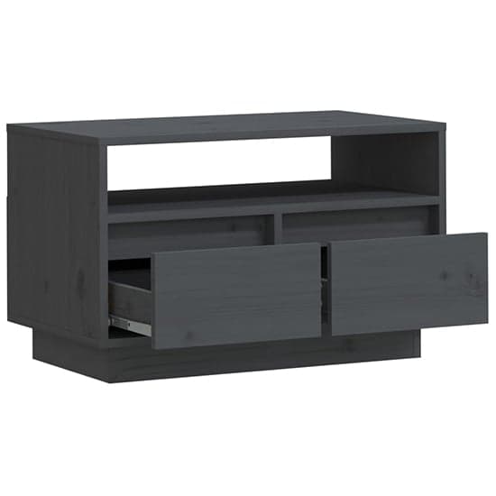 Qwara Pine Wood TV Stand With 2 Drawers In Grey_5