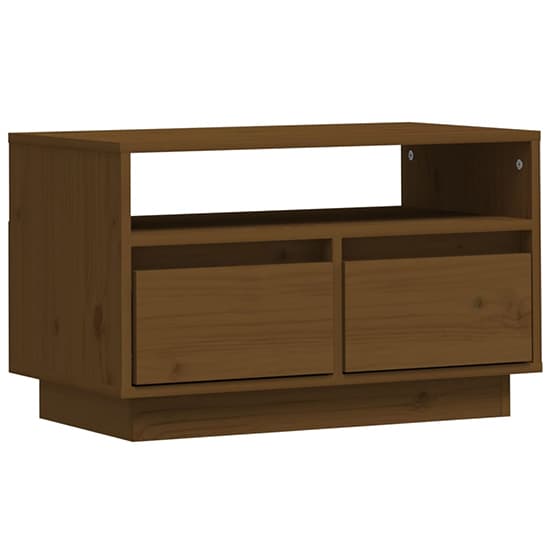 Qwara Pine Wood TV Stand With 2 Drawers In Honey Brown_4