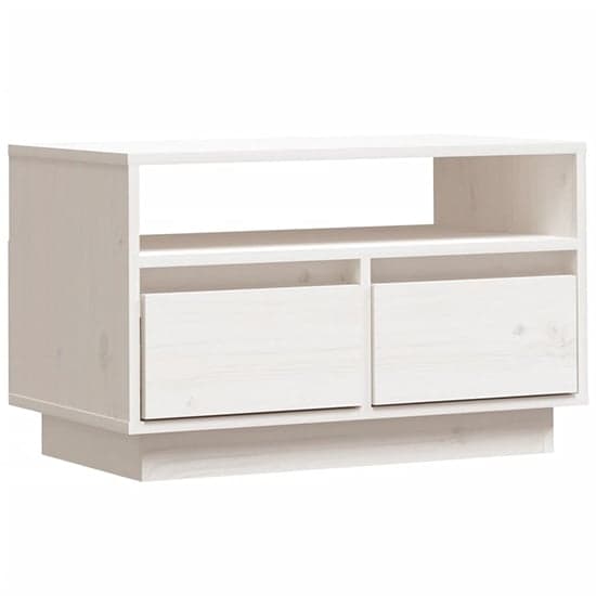 Qwara Pine Wood TV Stand With 2 Drawers In White_4