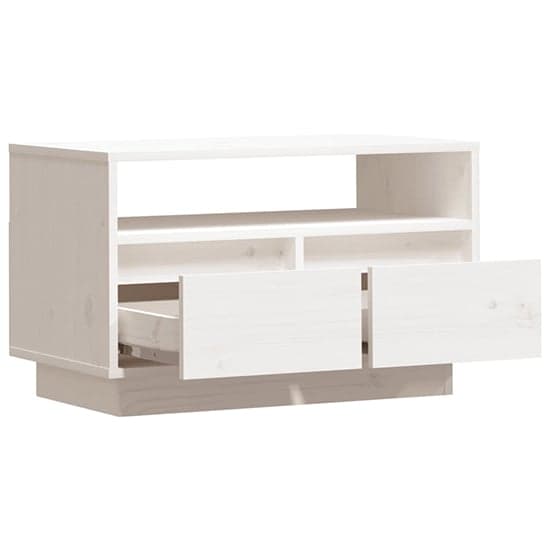 Qwara Pine Wood TV Stand With 2 Drawers In White_5