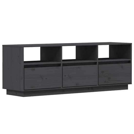 Qwara Pine Wood TV Stand With 3 Drawers In Grey_4
