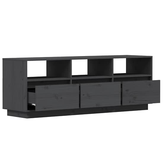 Qwara Pine Wood TV Stand With 3 Drawers In Grey_5