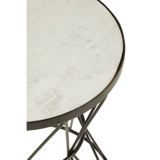 Mekbuda Round White Marble Top Side Table With Corset Frame_4