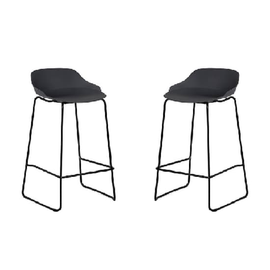 Racco Dark Grey Plastic Bar Stools With Metal Legs In Pair Furniture