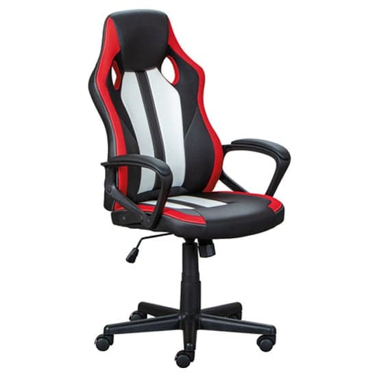 Randolph Faux Leather Gaming Chair In Black And Red_2