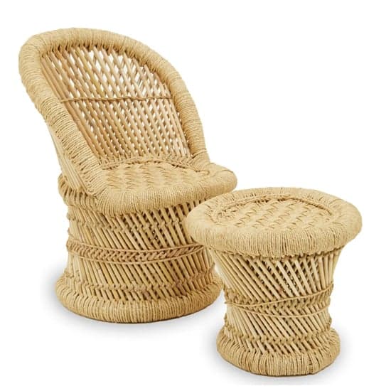 Radford Kids Bamboo Chair And Stool In Natural