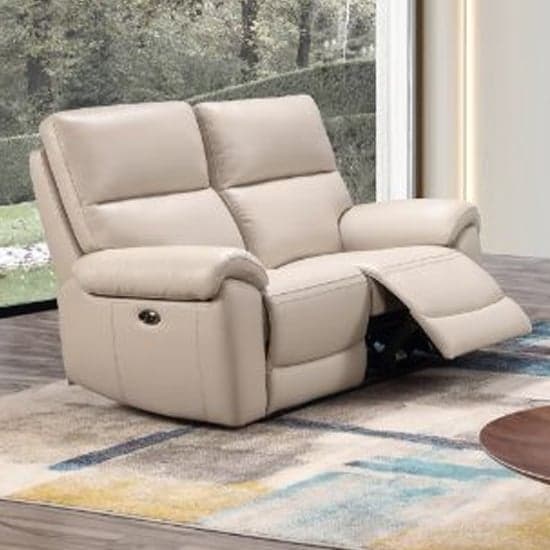 Radford Leather Electric Recliner 2 Seater Sofa In Chalk