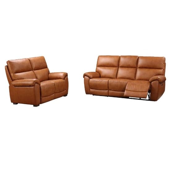 Radford Leather Electric Recliner 3+2 Seater Sofa Set In Tan_2