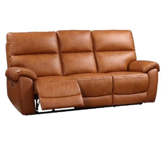 Radford Leather Electric Recliner 3 Seater Sofa In Tan_2