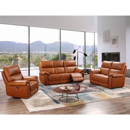 Radford Leather Electric Recliner Chair In Tan_3