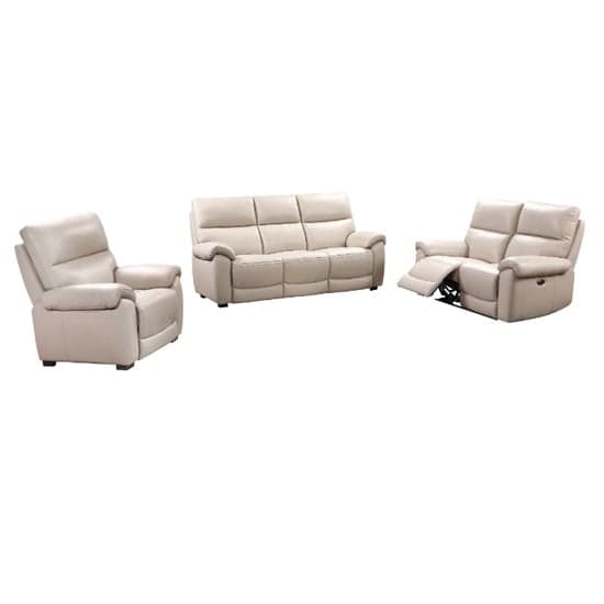 Radford Leather Electric Recliner Sofa Suite In Chalk_2