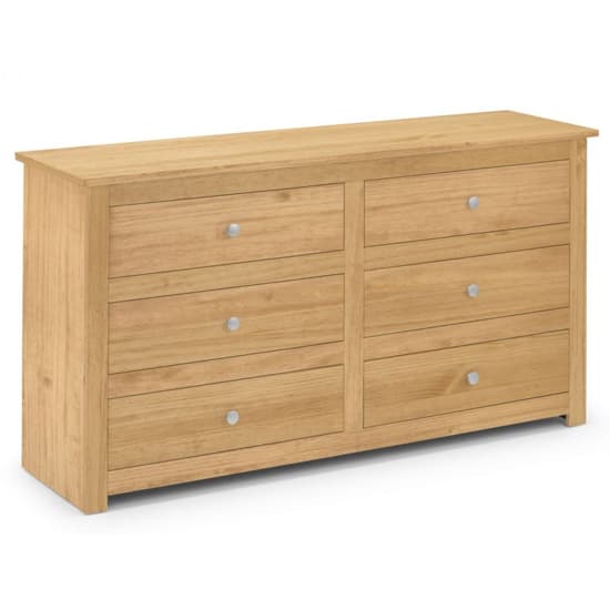 Raddix Wide Wooden Chest Of Drawers In Waxed Pine With 6 Drawers_2