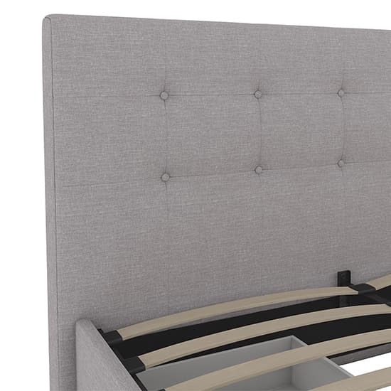 Rosen Linen Fabric King Size Bed With Drawers In Grey Furniture in
