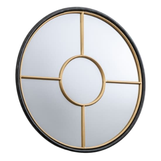 Raga Large Round Wall Mirror In Black And Gold Frame_2