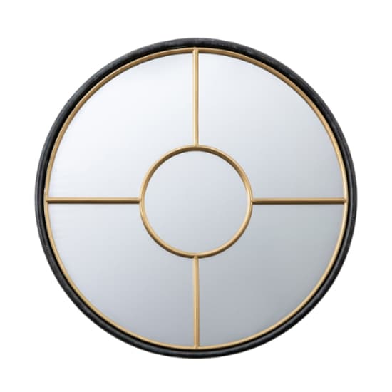 Raga Large Round Wall Mirror In Black And Gold Frame_3