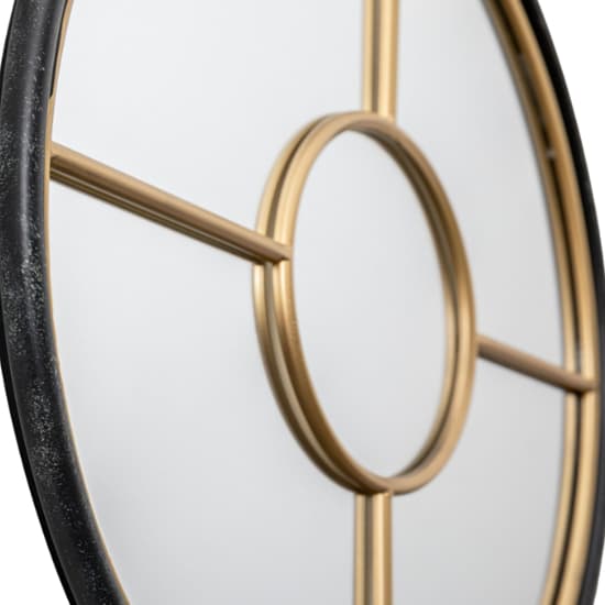 Raga Large Round Wall Mirror In Black And Gold Frame_5