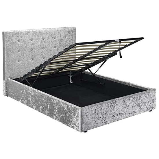 Raimi Crushed Velvet Ottoman King Size Bed In Silver_2