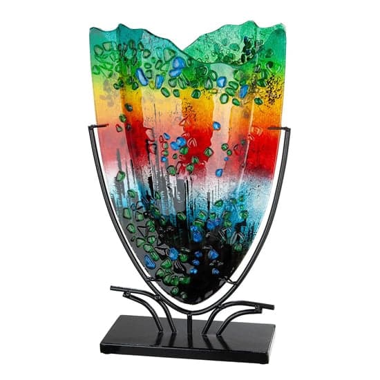 Rainbow Dots Glass Tall Decorative Vase In Multicolor_1
