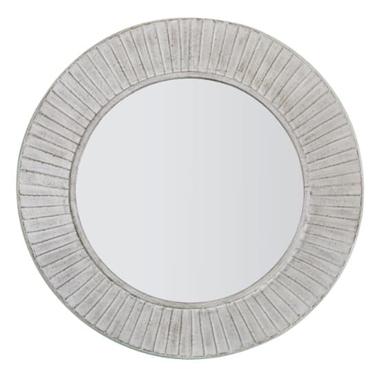 Raiola Round Wall Mirror In Distressed Cream Frame_2