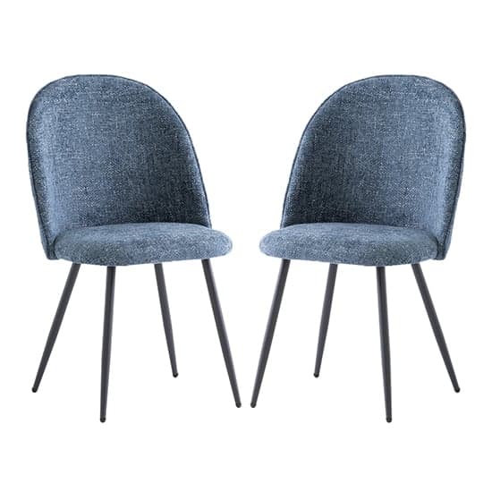 Raisa Blue Fabric Dining Chairs With Black Legs In Pair_1