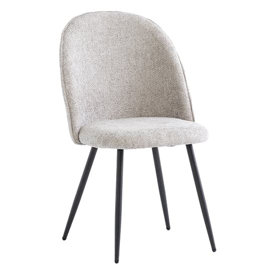 Raisa Fabric Dining Chair In Silver With Black Legs