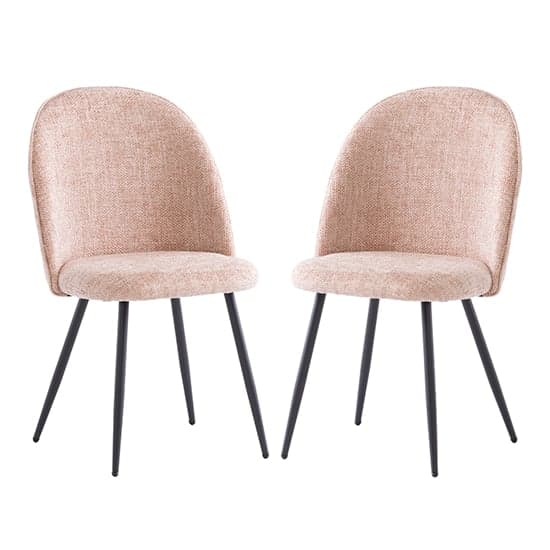Raisa Flamingo Fabric Dining Chairs With Black Legs In Pair