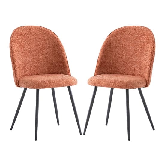 Raisa Rust Fabric Dining Chairs With Black Legs In Pair