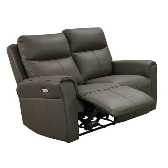 Raivis Leather Electric Recliner 2 Seater Sofa In Ash_2