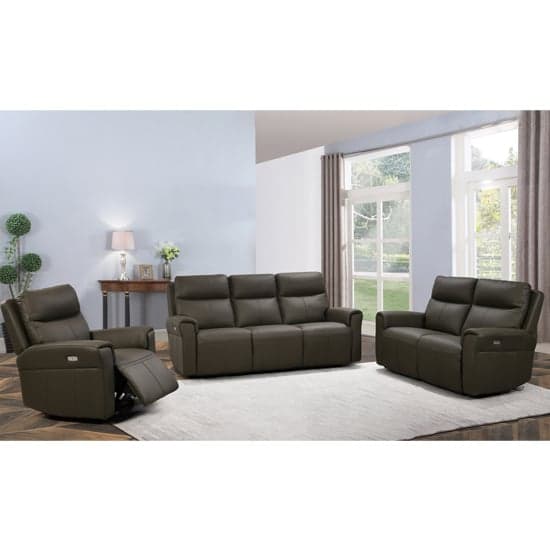 Raivis Leather Electric Recliner 2 Seater Sofa In Ash_3
