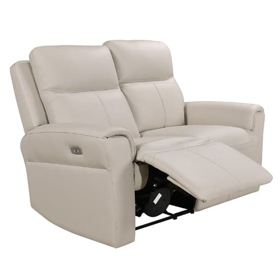 Raivis Leather Electric Recliner 2 Seater Sofa In Stone_2