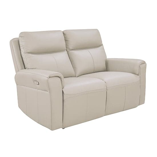 Raivis Leather Electric Recliner 2 Seater Sofa In Stone_1