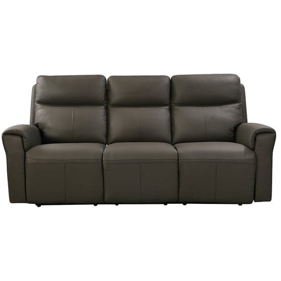 Raivis Leather Electric Recliner 3 Seater Sofa In Ash_2