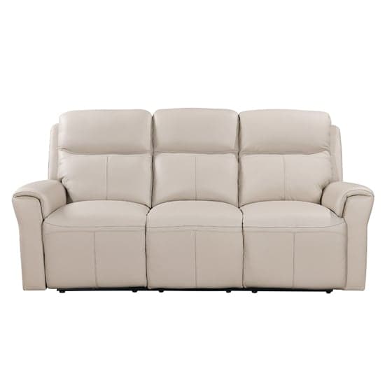 Raivis Leather Electric Recliner 3 Seater Sofa In Stone_2