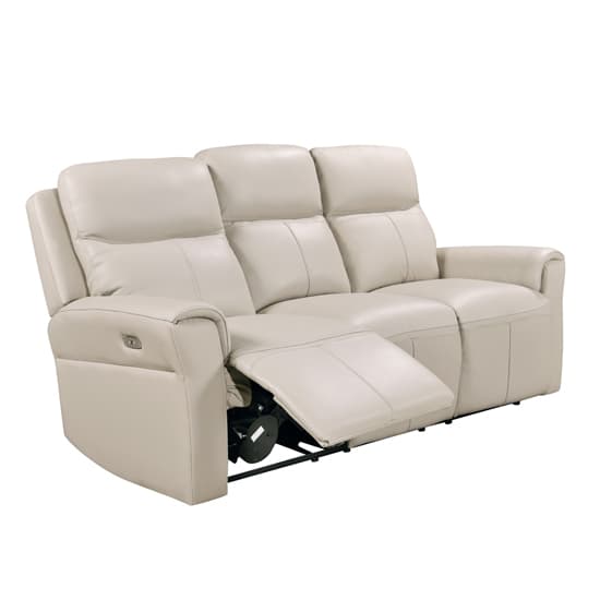 Raivis Leather Electric Recliner 3 Seater Sofa In Stone_3