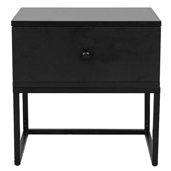 Raivo Wooden Bedside Cabinet With 1 Drawer And Black Frame_2
