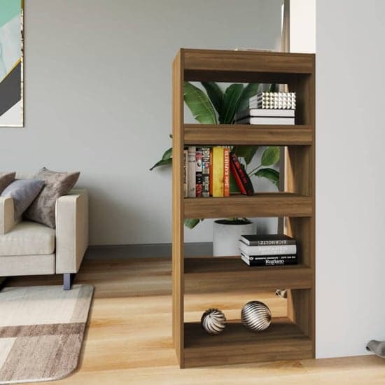 Raivos Wooden Bookshelf And Room Divider In Brown Oak_2