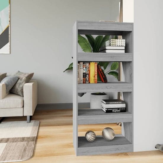 Raivos Wooden Bookshelf And Room Divider In Grey Sonoma Oak_2