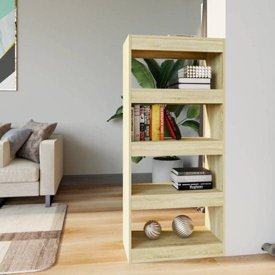 Raivos Wooden Bookshelf And Room Divider In Sonoma Oak_2
