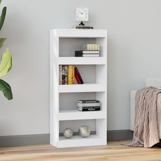 Raivos Wooden Bookshelf And Room Divider In White_1