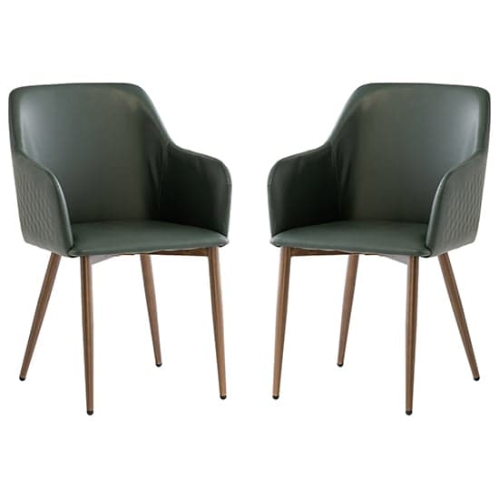 Ralph Dark Green Faux Leather Dining Chairs In Pair_1