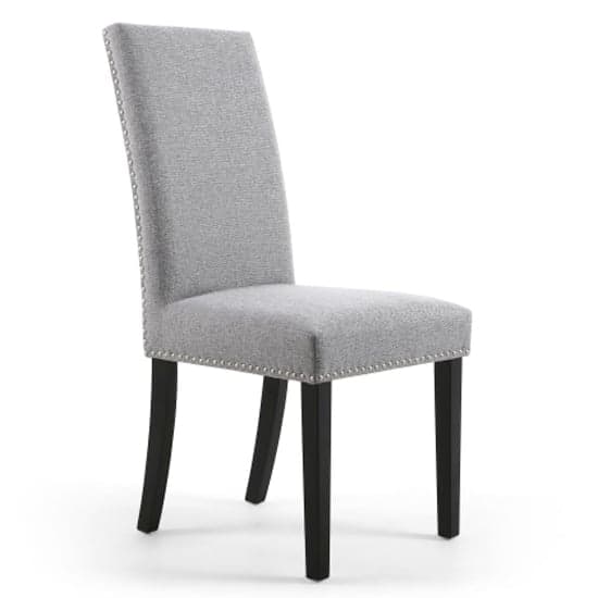 Rabat Silver Grey Linen Dining Chairs And Black Legs In Pair_2