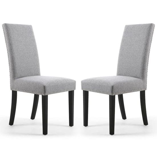 Rabat Silver Grey Linen Dining Chairs And Black Legs In Pair_1