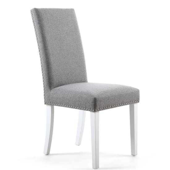Rabat Silver Grey Linen Dining Chairs And White Legs In Pair_2